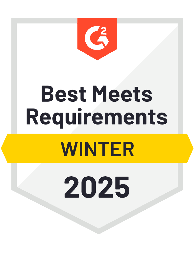 Badge showing that G2 says Intellect best met QMS requirements in 2025