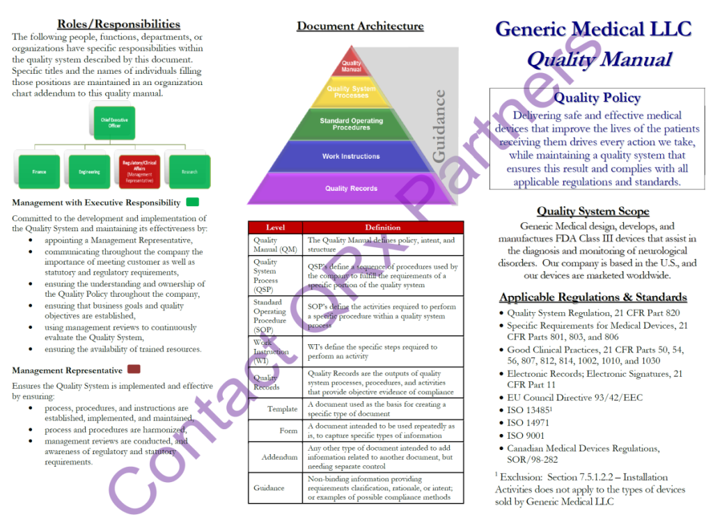 Steve Gompertz's example of a Lean quality manual, page 1